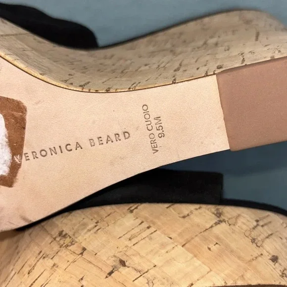 EUC Veronica Beard Womens Dali Suede & Cork Wedge Platform Sandals Black Sz 9.5 - Picture 7 of 8